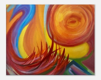 Ritmos espaciales: Mylo Xyloto - Impresión de pintura al óleo abstracta - Lienzo