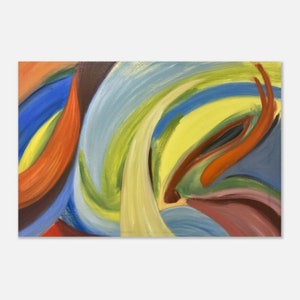 Ritmos espaciales: charla informal - Impresión de pintura al óleo abstracta - Póster de papel mate de primera calidad