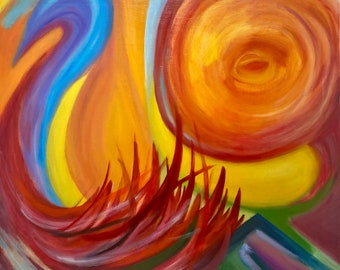 Ritmos espaciales: Mylo Xyloto - Pintura al óleo abstracta Descarga digital