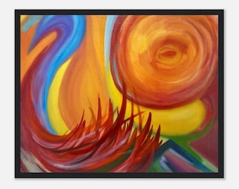 Ritmos espaciales: Mylo Xyloto - Impresión de pintura al óleo abstracta - Póster con marco de madera y papel mate de primera calidad