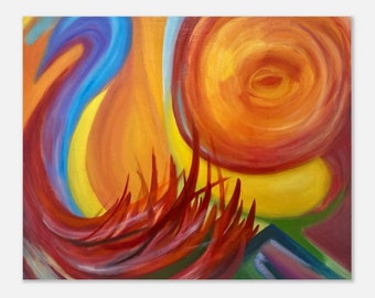 Ritmos espaciales: Mylo Xyloto - Impresión de pintura al óleo abstracta - Póster de papel mate de primera calidad