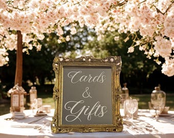 Antique Gold Cards and Gifts Wedding Mirror Sign (11x9.6")