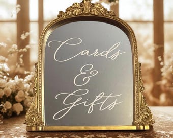 Gold Wedding Cards & Gifts Mirror Sign: Modern Reception Decor