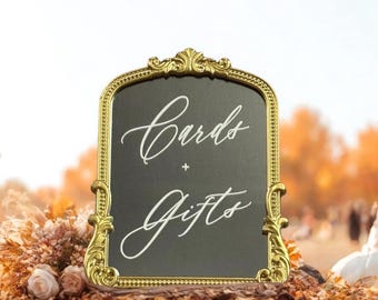Cards & Gifts Wedding Mirror Sign: Gold Frame, Customizable