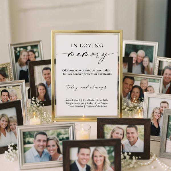 PRINTED & SHIPPED In Loving Memory Wedding Sign (Multiple Sign Styles Available)