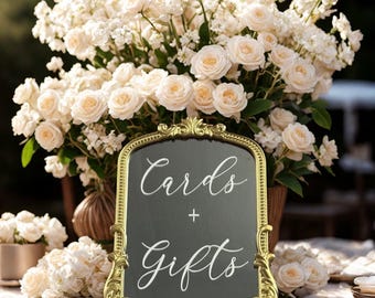 Gold Cards & Gifts Wedding Mirror Sign: Modern Reception Decor
