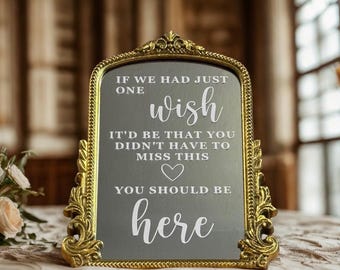 In Loving Memory Sign: Gold Wedding Memorial Mirror with Attached Stand (11.8x9.6")