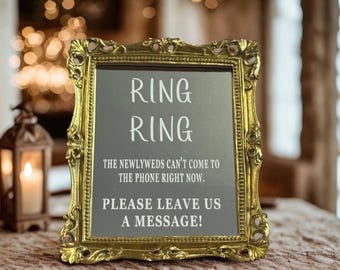 Gold Mirror Audio Guest Book Sign: Wedding Telephone Guestbook (11x9.6")