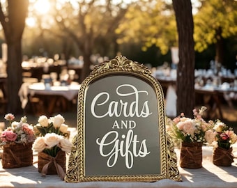 Gold Cards & Gifts Wedding Mirror Sign: Baroque Frame, Custom Style