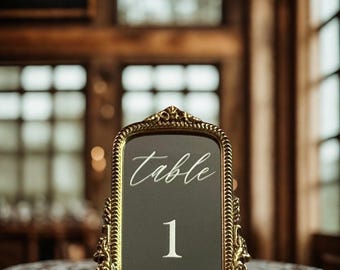 Bronze Gold Mirror Table Numbers: Vintage Wedding Reception Decor