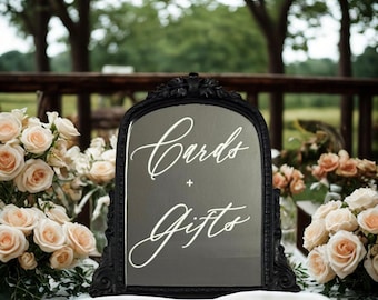 Black Baroque Cards & Gifts Wedding Mirror Sign: Custom Tabletop Decor