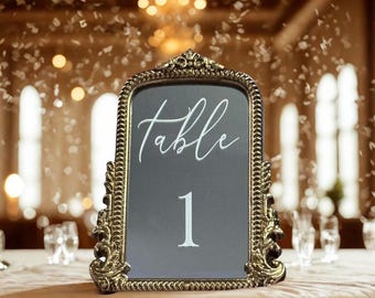 Bronze Baroque Wedding Table Numbers: Antique Gold Mirror, Customizable Style