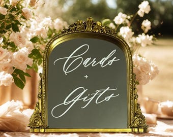 Bronze Cards and Gifts Mirror Sign, Modern Wedding Decor