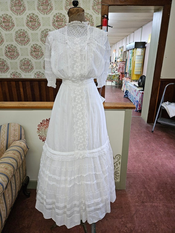Antique White Lawn Garden Dress