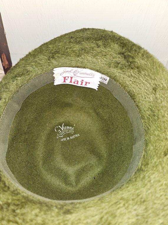 1960s Fedora - Green wool felt with Faux Fur - image 2