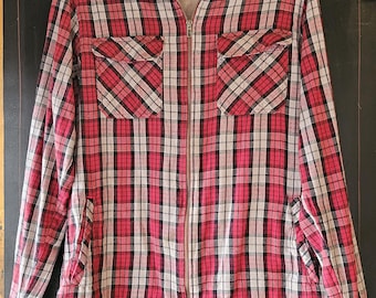 Red & Gray Plaid Flannel Zip Front Lined Jacket by Sahalie