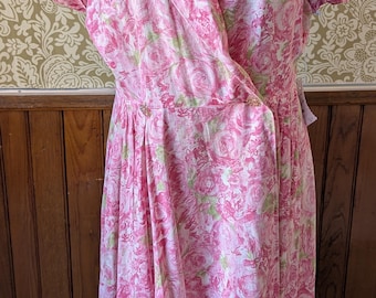 Vintage 1940's Pink Cotton Dress.