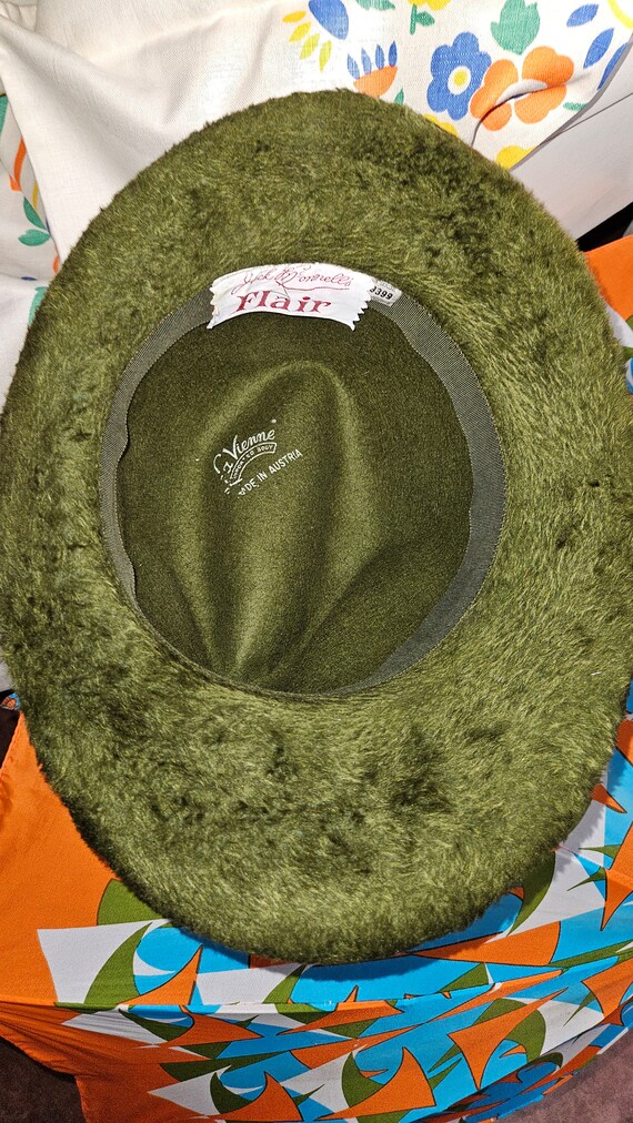 1960s Fedora - Green wool felt with Faux Fur - image 3