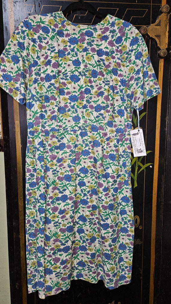 1950s Shirt Waist Dress Cotton Print