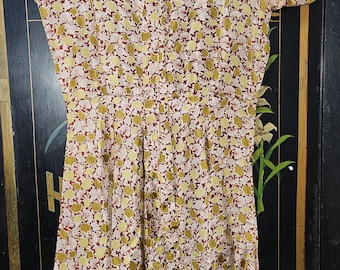 1940's/1950's Taffeta Print Dress