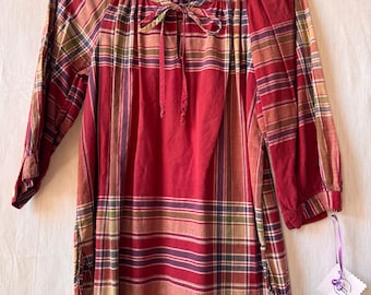 Vintage 1960/70s Plaid Peasant Blouse