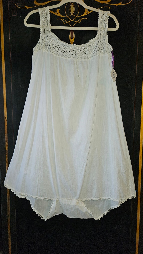 1910-1920s Cotton Lawn Chemise with Crocheted Yoke - image 1