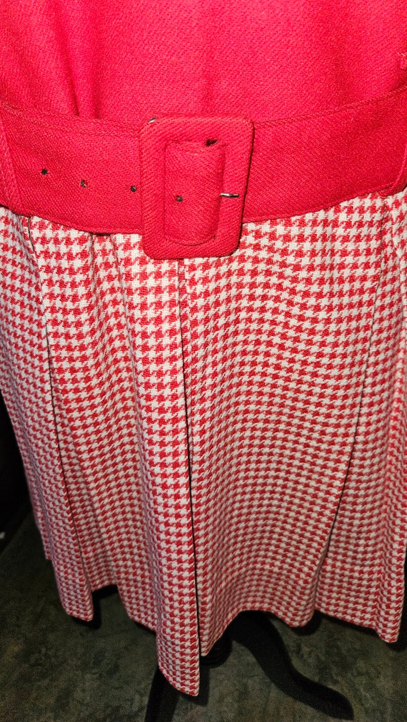 1960s Red & White Wool Drop Waist Jumper - image 2