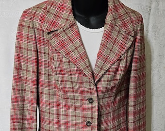 1980s Pendleton Plaid Blazer 100% Virgin Wool Fully Lined