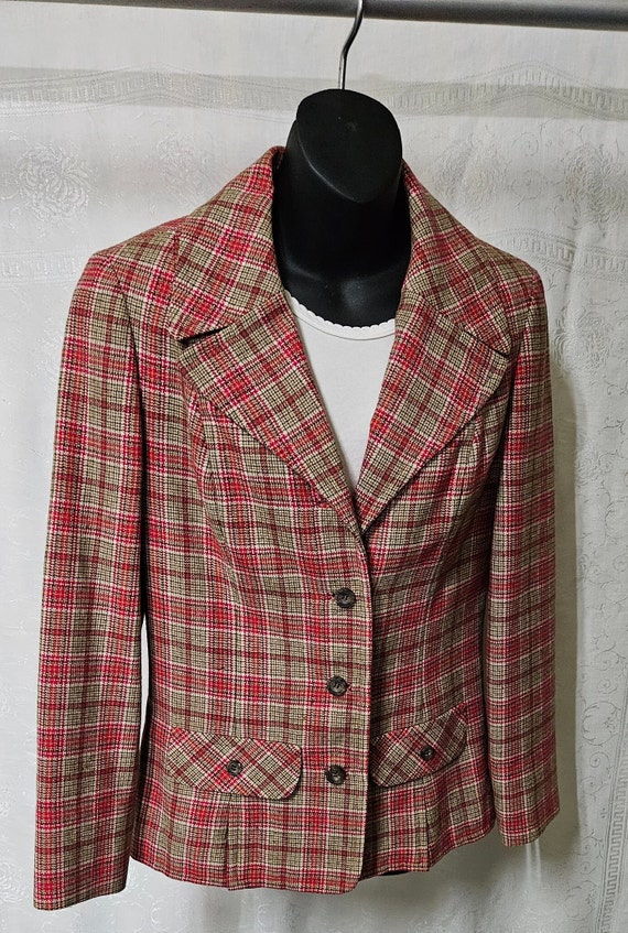 1980s Pendleton Plaid Blazer 100% Virgin Wool Full