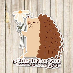 Cute Hedgehog Sticker, Water Bottle Sticker, Hedgehog Decal, Waterproof Sticker, Love Hedgehogs