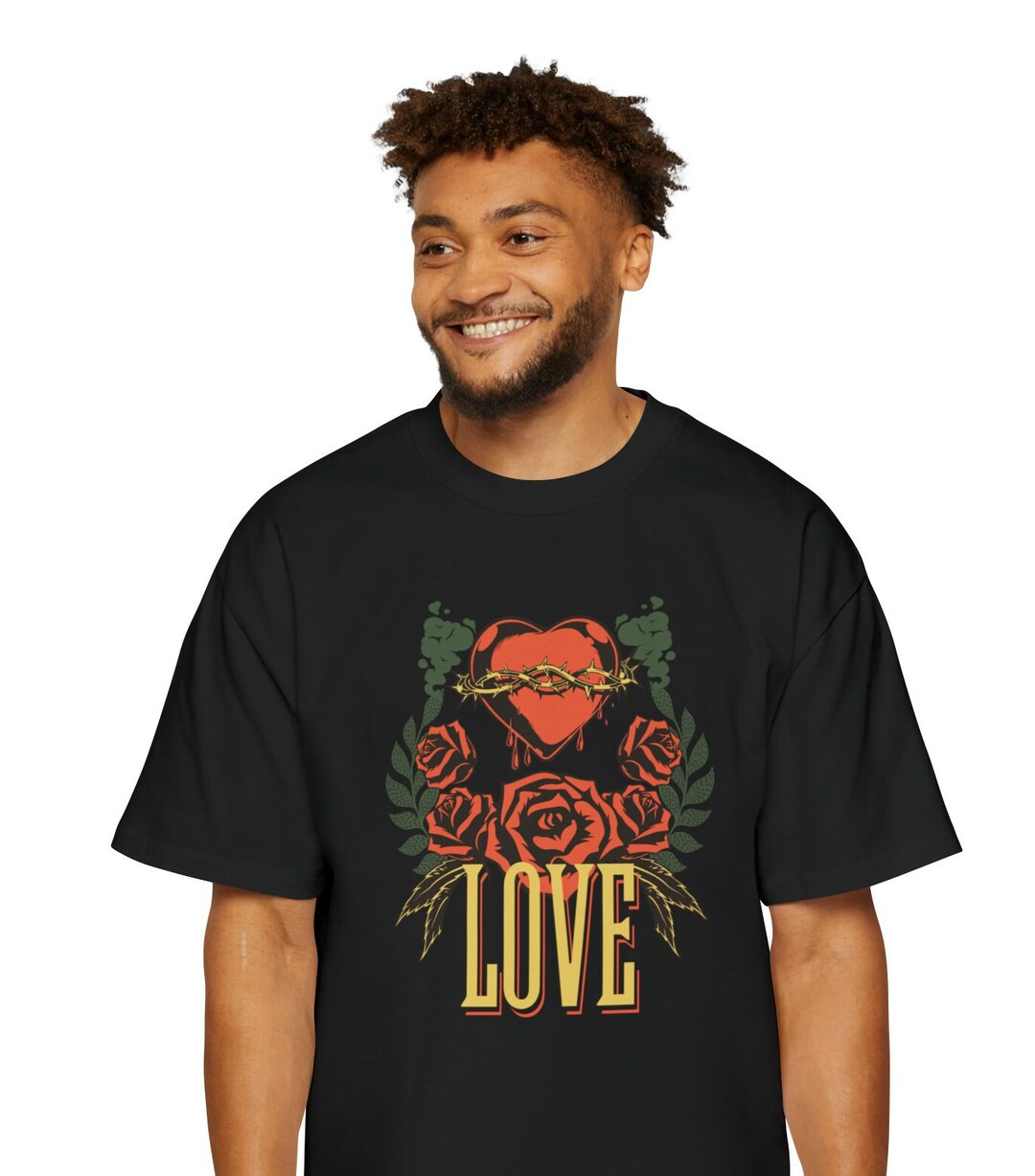 Grunge Love Men's Heavy Oversized Tee, Aesthetic Grunge Tshirt, Grunge