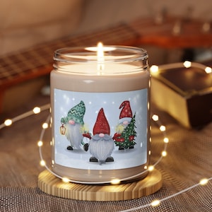 Cute Christmas Gnomes Scented Soy Candle,  Christmas Gift, Christmas Candles, Holiday Gifts, Holiday Party Gift, Gnomes Christmas Gift