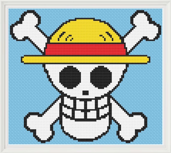 One Piece Logo - Straw Hat Jolly Roger Cross Stitch Pattern - Easy