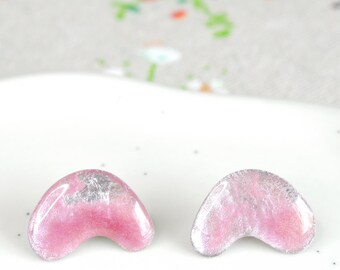 Small Silver & Pink Earrings | Hypoallergenic Jewelry | Stud Earrings