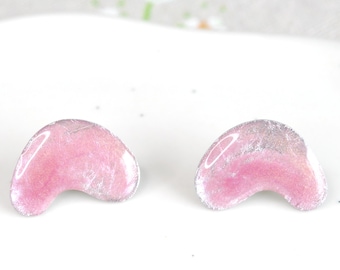 Pink & Silver Earrings | Handmade Studs | Sparkling Earrings