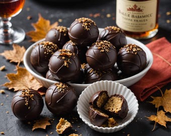 Maple Bourbon Balsamic Chocolate Truffles: 50-50 Bacon Box, Handmade
