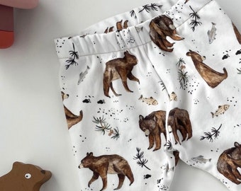 Organic Baby Pants Bear and Fish | Baby Joggers | Gender Neutral | Boy | Girl | Shower Gift