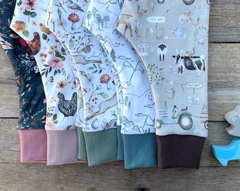 Organic Baby Pants Easter Farm Cow Rabbit Mountains | Sizes NB-24M