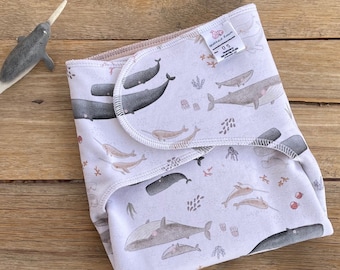 Whale Families Bamboo Organic Stretchy Preflat | Newborn Preflat | One Size Preflat | Preflat Cloth Diaper | Bamboo Organic Cotton Diaper