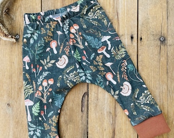 Baby Pants Fern Mushroom Organic Cotton | Baby Joggers | Gender Neutral Baby Pants | Baby Boy Pants | Baby Girl Pants | Baby Leggings