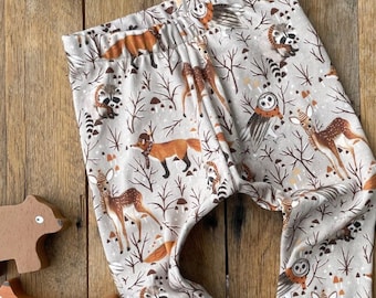 Baby Pants Woodland Winter Animals Organic Cotton | Baby Leggings | Gender Neutral Baby Pants | Baby Boy Pants | Baby Girl Pants