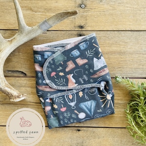 Bamboo Stretchy Preflat Fall Fox Camping Preflat | Preemie | Newborn | One Size | Toddler | Preflat Cloth Diaper | Bamboo Cotton Diaper