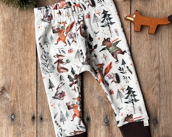 Baby Pants Holiday Woodland Winter Animals Organic Cotton | Baby Leggings | Gender Neutral Baby Pants | Baby Boy Pants | Baby Girl Pants