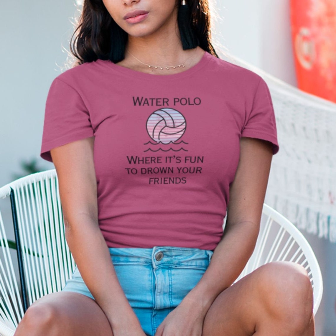 Funny Water Polo Shirt, Water Polo Tee for Women, Colorful Water Polo