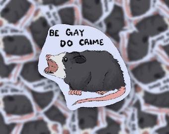 Adesivo "Sii gay, fai delitto" opossum / Adesivo animale LGBTQ
