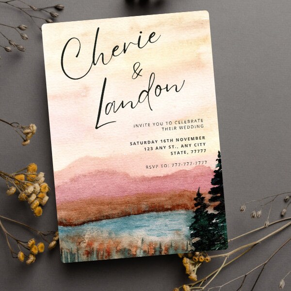 Wedding Invitation Landscape Template - Etsy