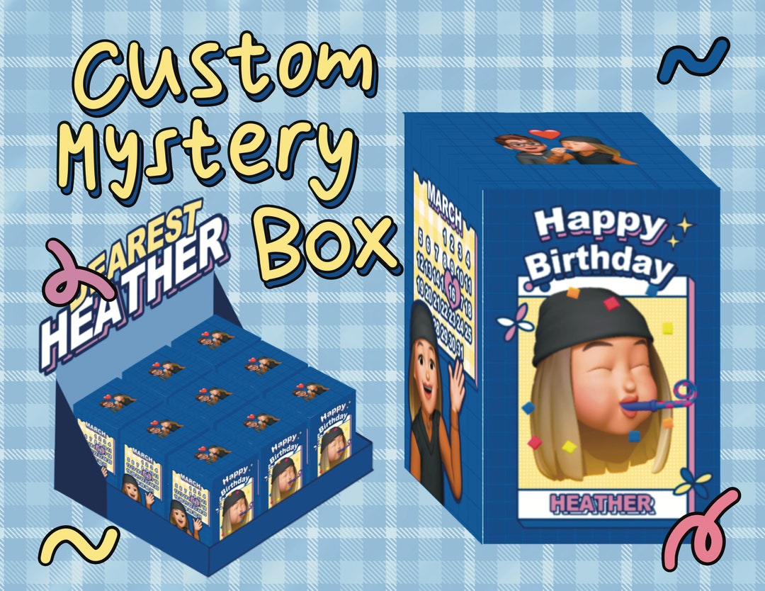 Printable DIY Surprise Blind Box Template Birthday Mystery Box Gift Printable DIY Surprise Blind Box Template Birthday Mystery Box Gift