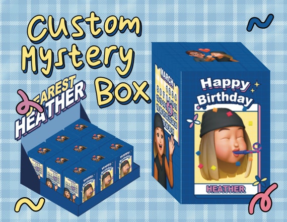 Printable DIY Surprise Blind Box Template Birthday Mystery Box Gift Paper  Craft Customize Surprise Favor Box Valentines Day Couple Gift 
