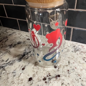 Anime Themed 16 oz UV DTF Wrapped Glass with Lid and Straw