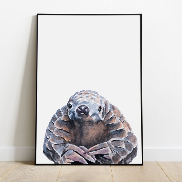 Pangolin Instant Download for Neutral Nursery Decor Animal Wall Art for Baby Shower Gift for Boy or Girl Pangolin Watercolor Painting